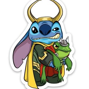 Stitch as Loki Vinyl Sticker 2.04in x 3in